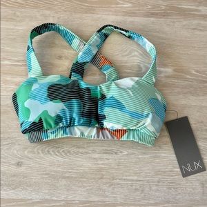🆕 NWT - NUX Sports Bra in Can’t Be Caged Hunter Green - Black Camo - X-Small